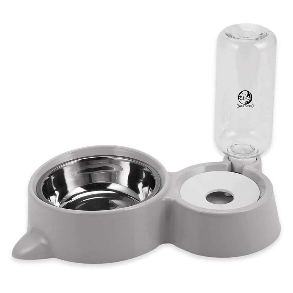 2 in 1 Bowl Water and Food Cat Feeder - Stainless Steel Bowl